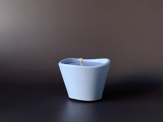 Hand-poured soy-wax candle in a handmade concrete jar - small, wave
