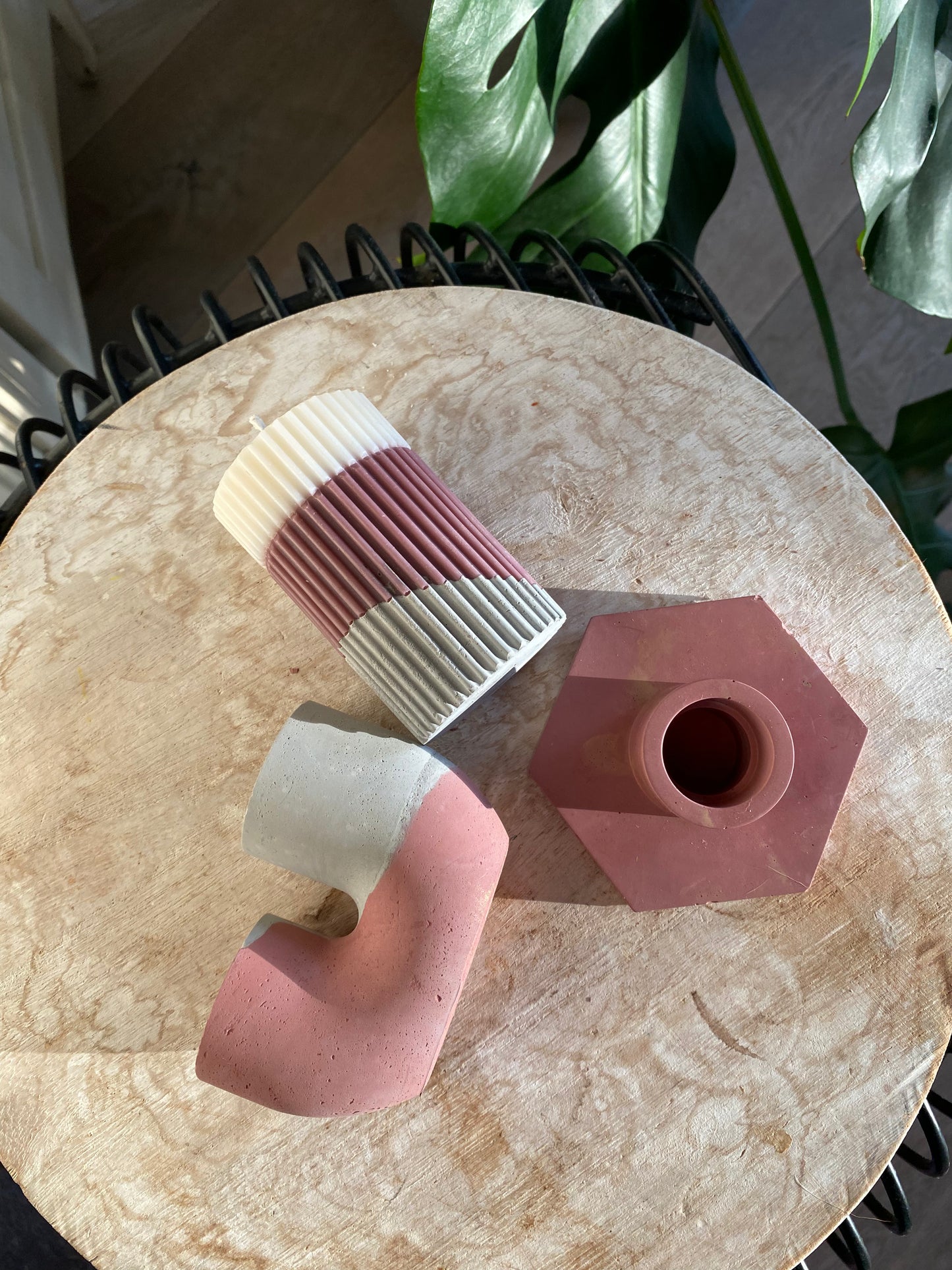 Handmade concrete double candle holder for minimalist and industrial home decor