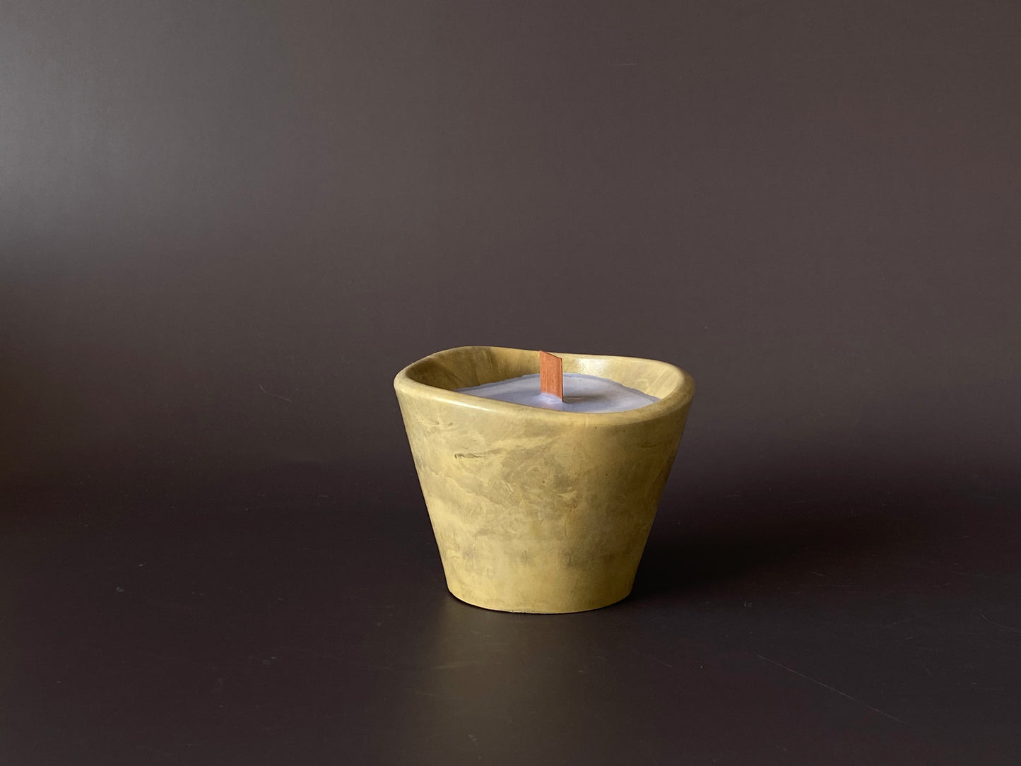 Hand-poured soy-wax candle in a handmade concrete jar - small, wave