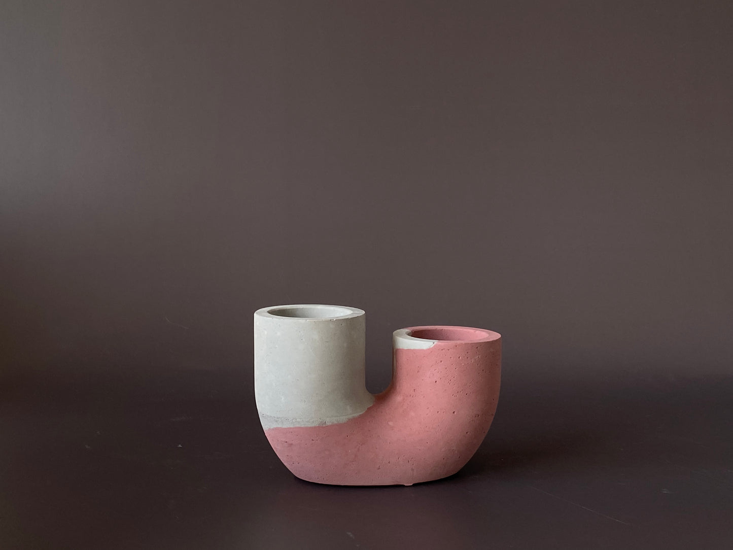 Handmade concrete double candle holder for minimalist and industrial home decor