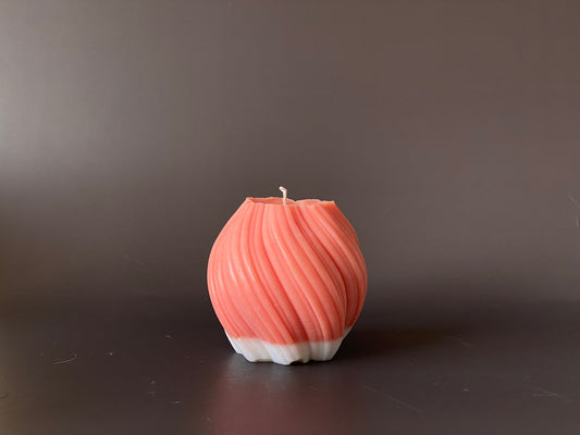 Hand-poured soy-wax pillar candle - swirl design