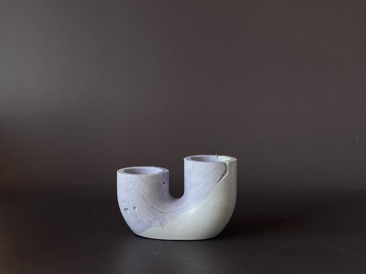Handmade concrete double candle holder for minimalist and industrial home decor