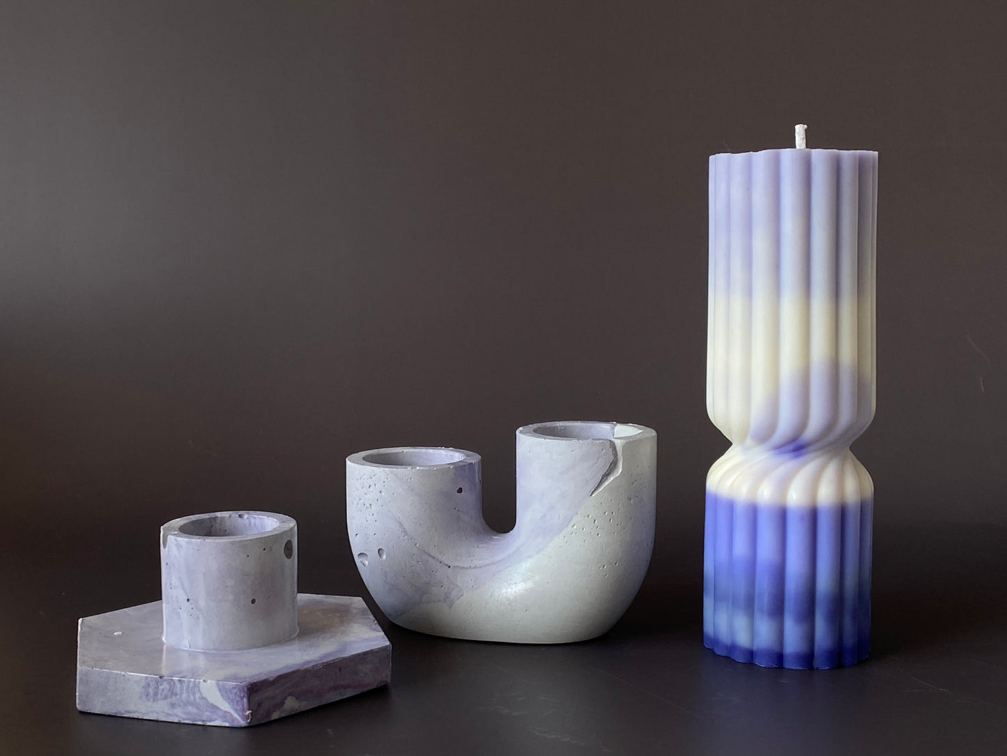 Handmade concrete double candle holder for minimalist and industrial home decor