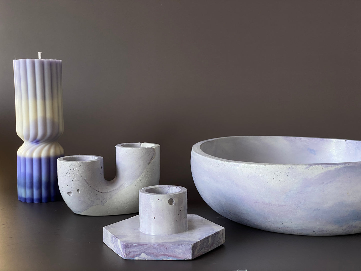 Handmade concrete double candle holder for minimalist and industrial home decor