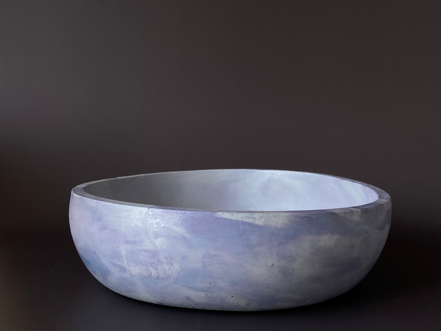 marbled concrete bowl purple and white for minimalistic home decor