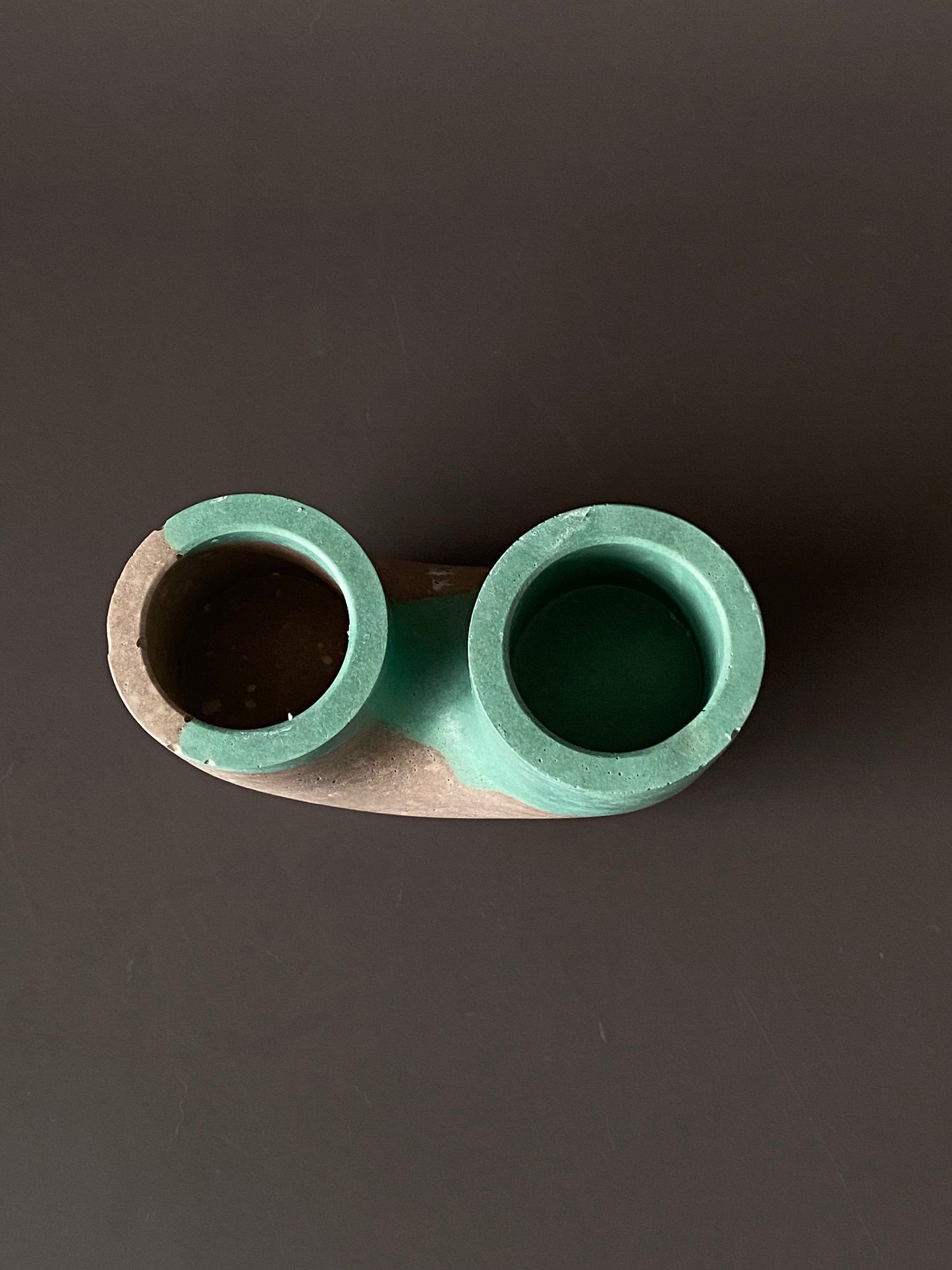 Handmade concrete double candle holder for minimalist and industrial home decor