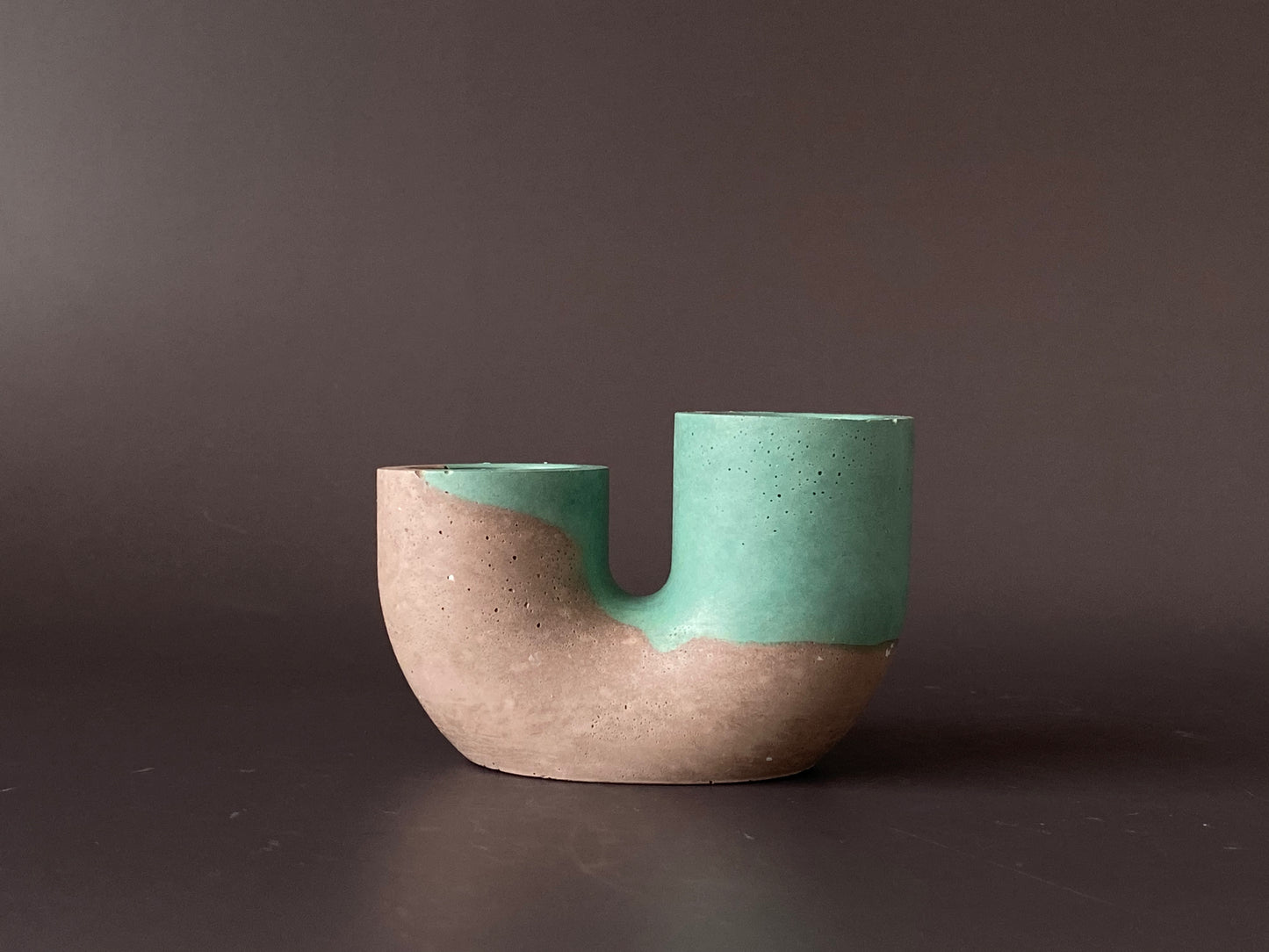 Handmade concrete double candle holder for minimalist and industrial home decor