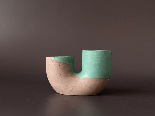 Handmade concrete double candle holder for minimalist and industrial home decor