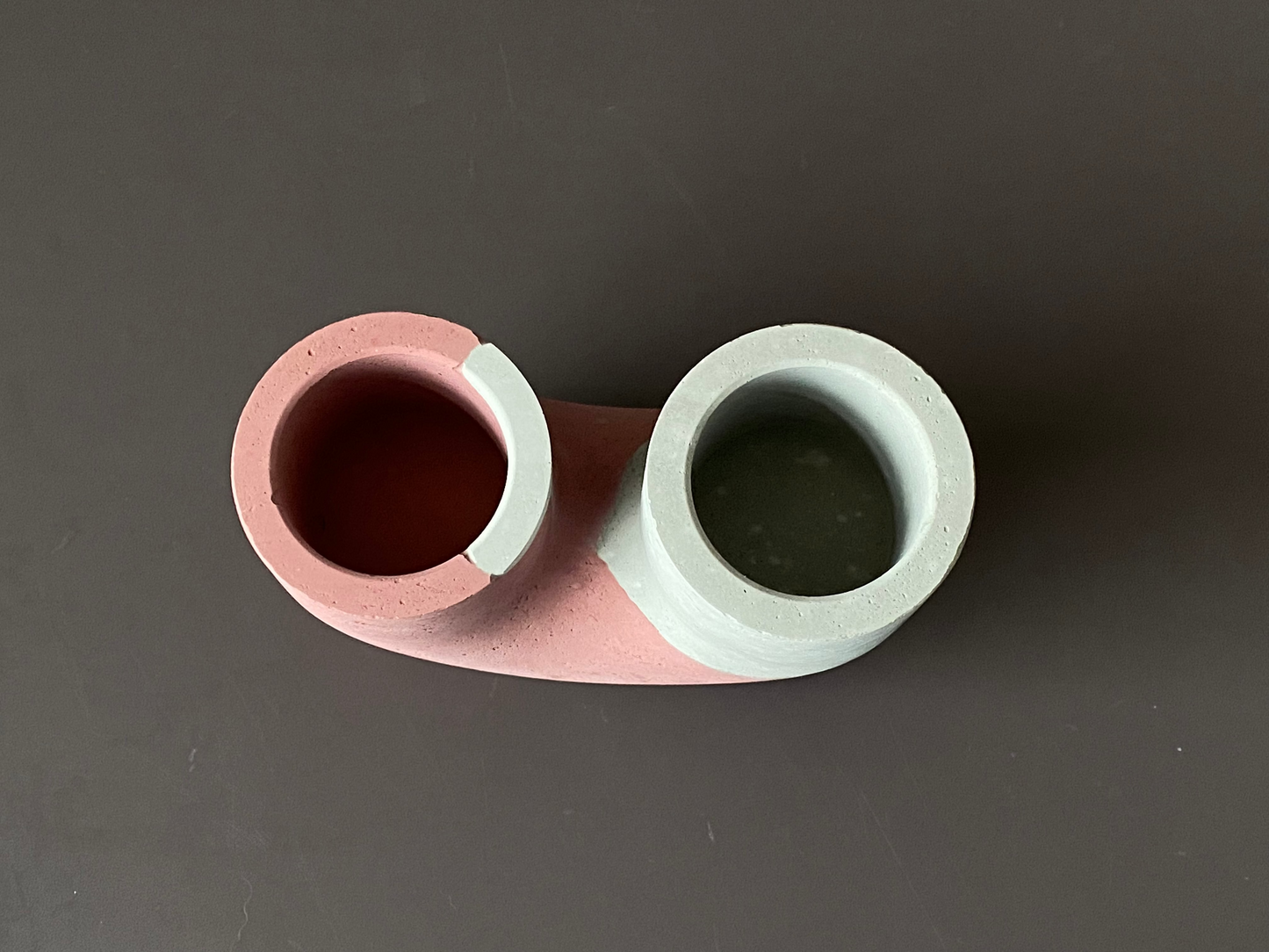 Handmade concrete double candle holder for minimalist and industrial home decor