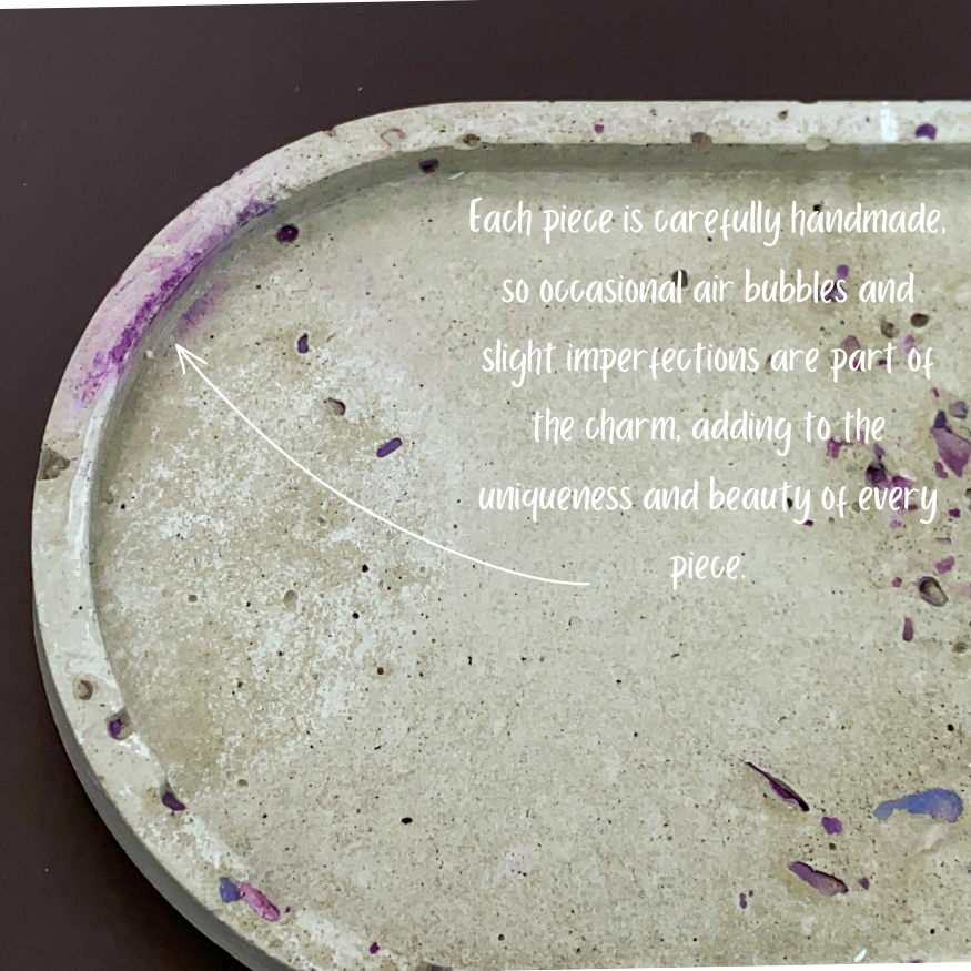 Handmade concrete oval tray for minimalist and industrial home decor