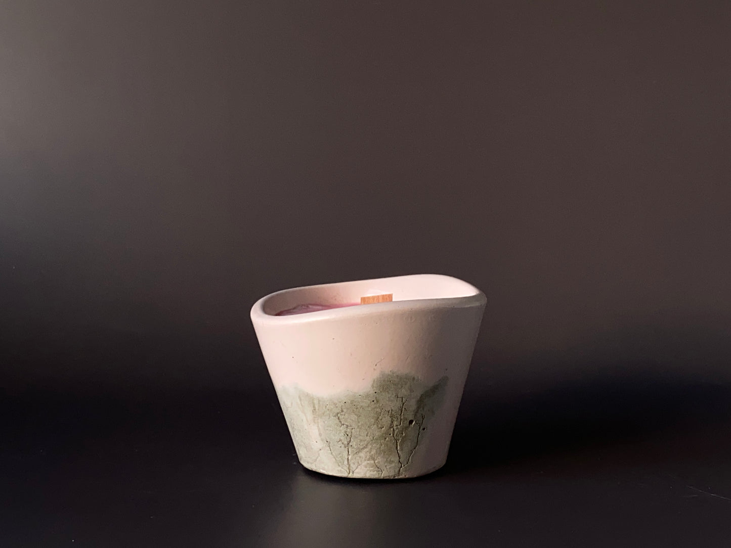 Hand-poured soy-wax candle in a handmade concrete jar - small, wave