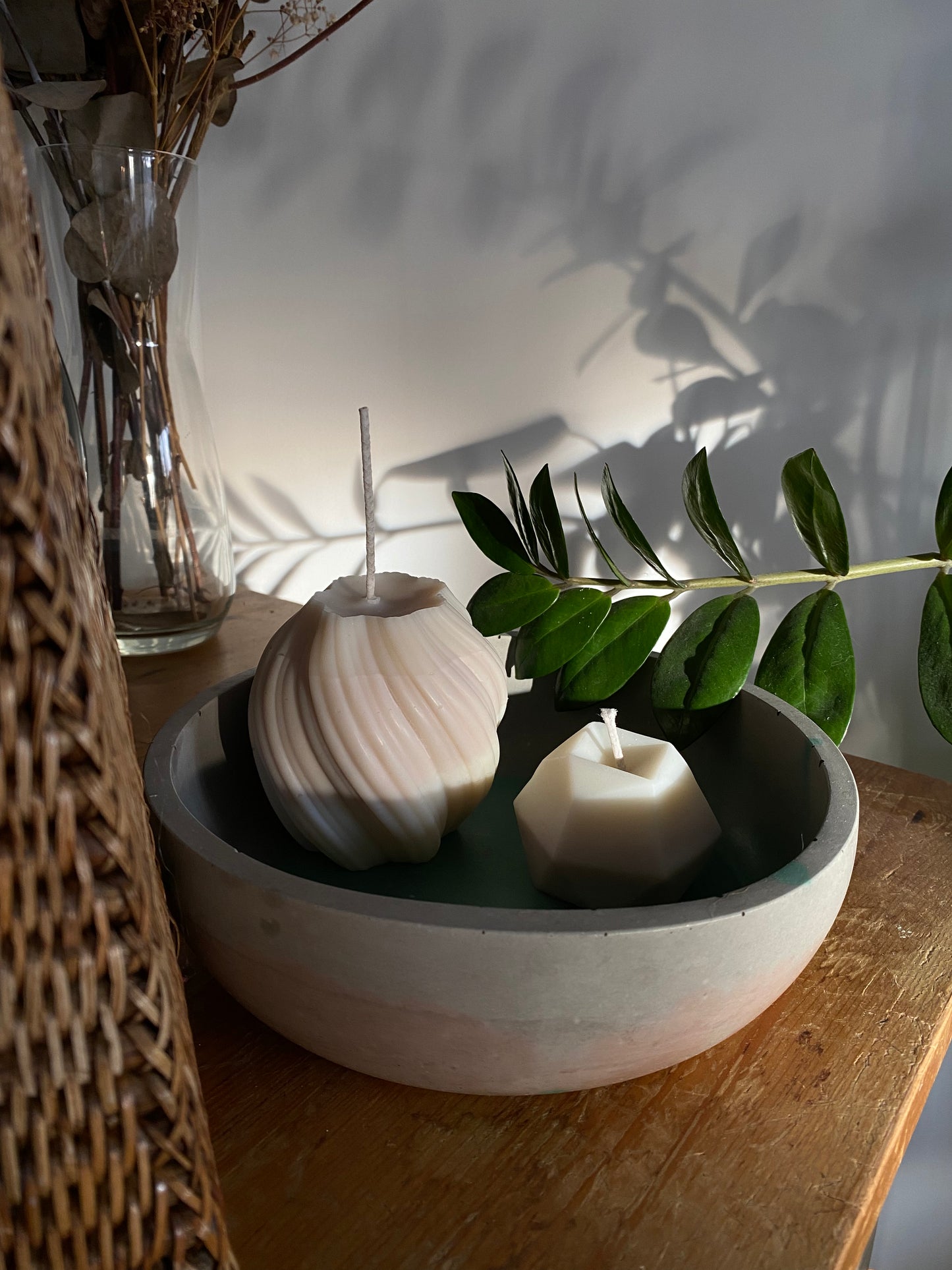 Handmade concrete round bowl for minimalist home decor