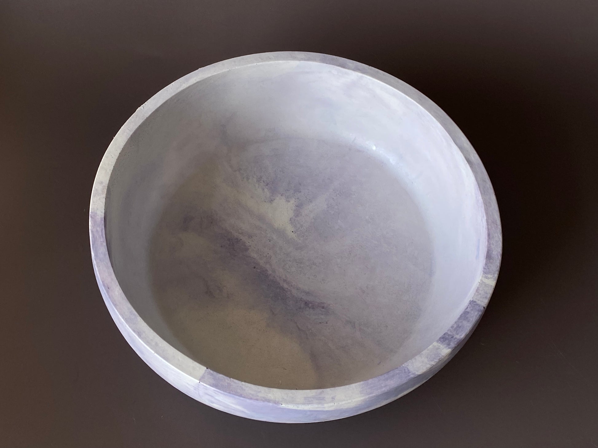 marbled concrete bowl purple and white for minimalistic home decor