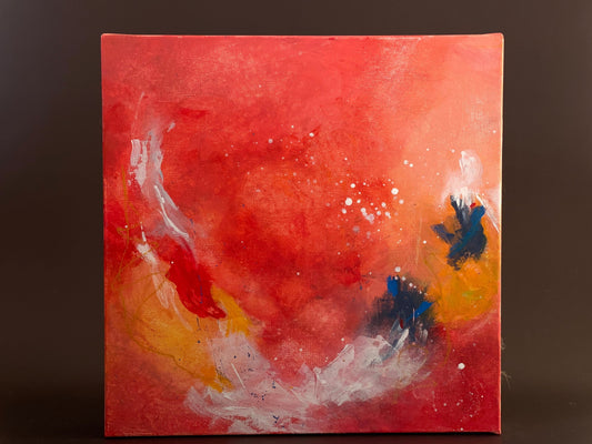 Abstract painting - red waves