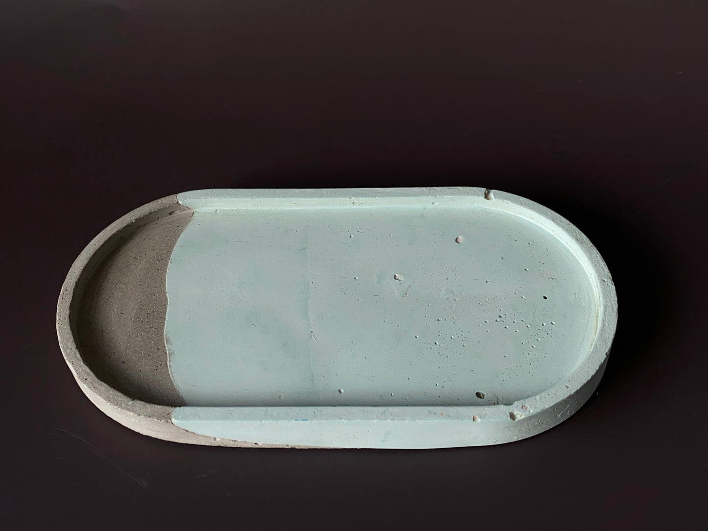 handmade concrete industrial chic jewellery tray green and grey colour for minimalist home decor