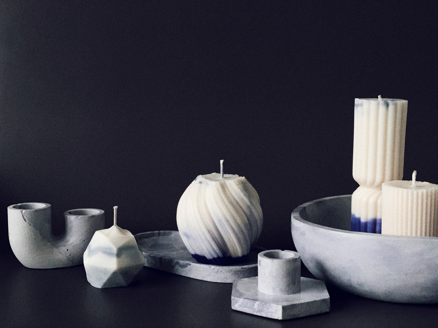 Hand-poured soy-wax pillar candle - swirl design