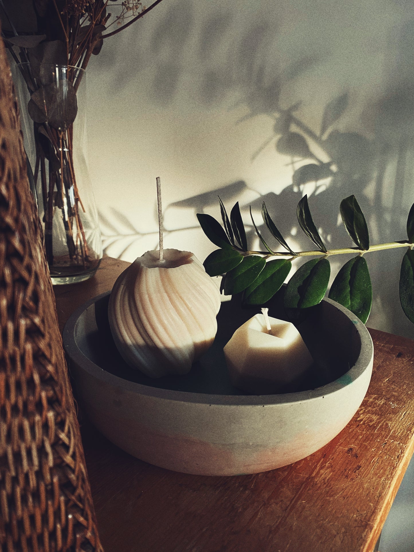 Hand-poured soy-wax pillar candle - swirl design